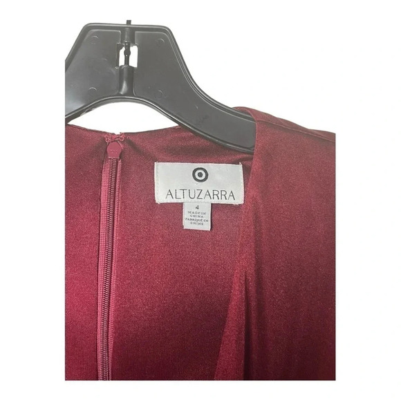 0388W.‎ ALTUZARRA FOR TARGET SATIN WRAP DRESS SIZE 4 MAROON IN COLOR; WITH BELT - Picture 7 of 11